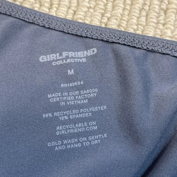 GIRLFRIEND COLLECTIVE Medium Ruched Sides Twist One Shoulder Tank Top Gray - Picture 3 of 7